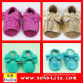 The best selling summer wholesale custom colorful tassels sandals and bow cow leather small size cheap shoes